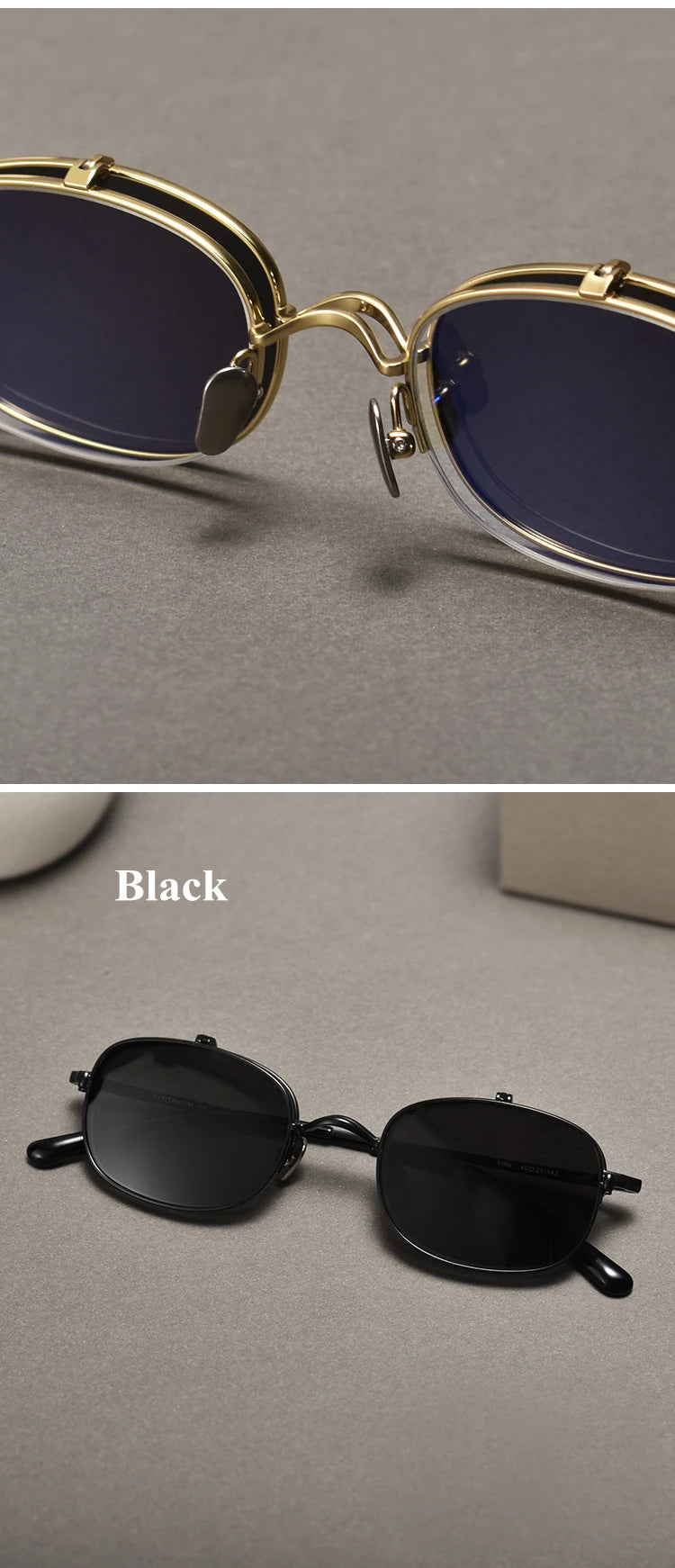 RBB Vintage Titanium Square Glasses Frame with Flip-Up Sunglasses – Semi Rimless Eyewear for Men & Women