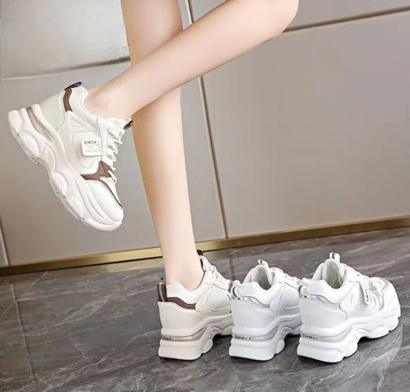 Women’s White Sport Sneakers – Thick Sole, Ultra-Light Platform, Casual & Running Shoes (Spring/Autumn 2025)
