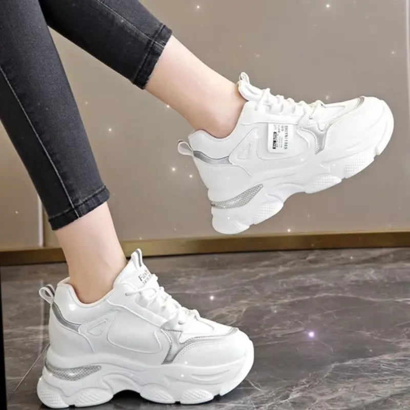 Women’s White Sport Sneakers – Thick Sole, Ultra-Light Platform, Casual & Running Shoes (Spring/Autumn 2025)
