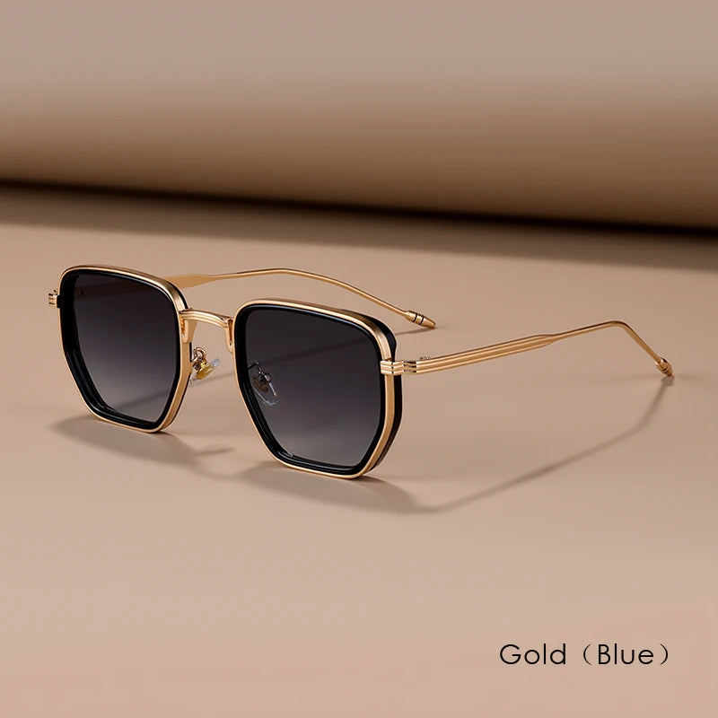 RBB Retro Polygon Square Sunglasses – UV400 Gradient Vintage Eyewear for Men & Women