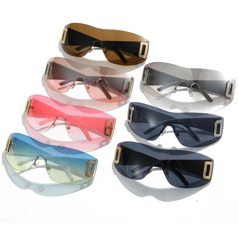 RBB Y2K One-Piece Sunglasses – Unisex UV400 Designer Punk Sports Shades