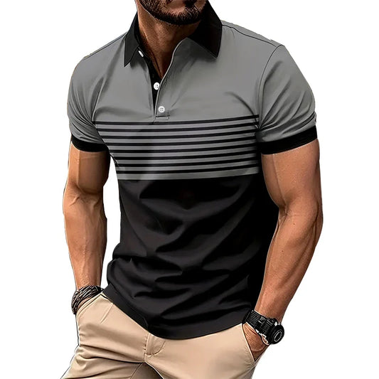 RBB Men’s Summer Business Polo Shirt – Short Sleeve, Regular Fit, Button-Up Collar Top