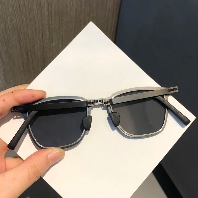 RBB Polarized Folding Sunglasses for Men – Lightweight Stainless Steel, Ultra-Thin Retro Design