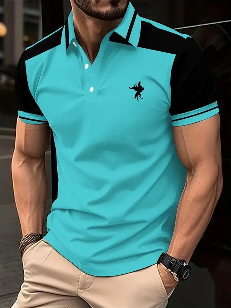 RBB 2025 Men’s Classic Short Sleeve Polo Shirt – Summer Casual Button Lapel Tee, Super Large S-3XL