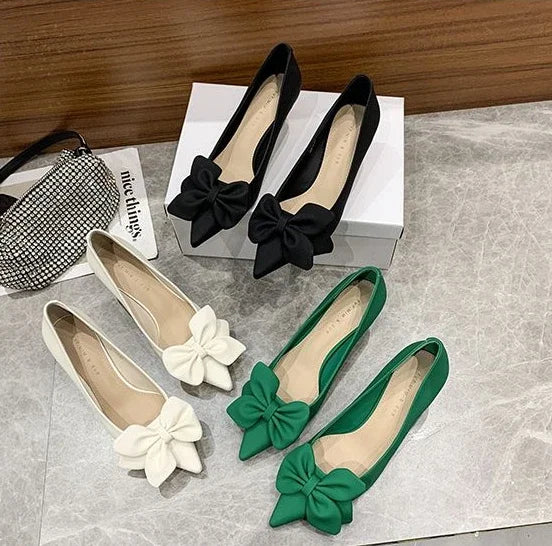 RBB With Heel Sexy Shoes for Women Moccasins Black Y2K Vacation Summer 2025 Chic and Elegant High Quality Slip-On Pumps - Size 39