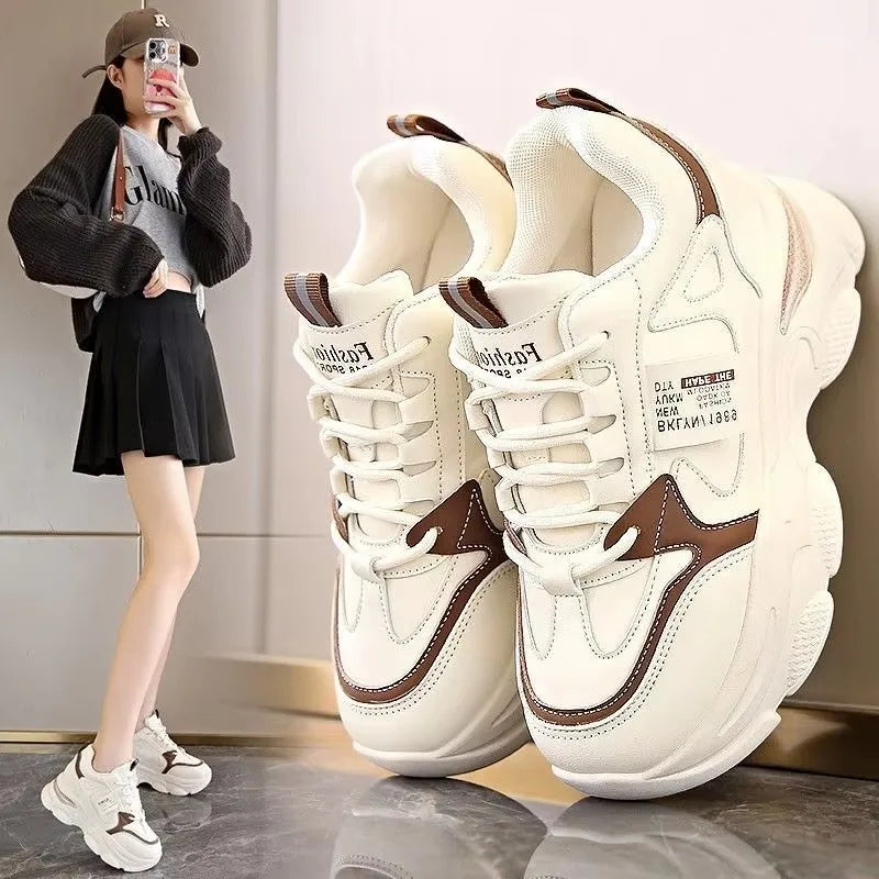 Women’s White Sport Sneakers – Thick Sole, Ultra-Light Platform, Casual & Running Shoes (Spring/Autumn 2025)