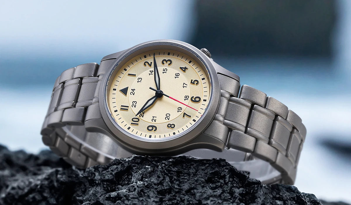 RBB Full Titanium Pilot Men's Watch – VH31 Quartz, Sapphire Glass, Super Luminous, Lightweight Sport Wristwatch