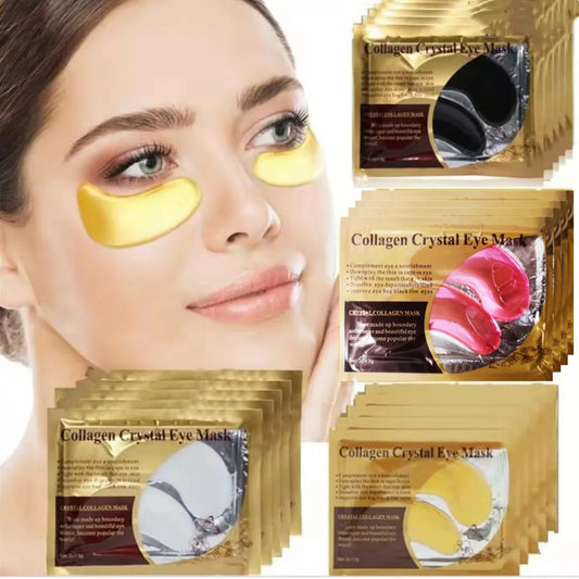 20Pcs (10 Pairs) Gold Collagen Crystal Eye Masks – Firming, Moisturizing & Nourishing Eye Patches for Skincare