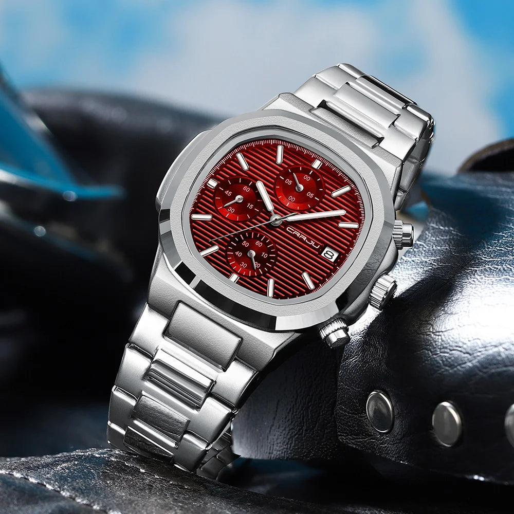 RBB Men's Luxury Quartz Watch – Stainless Steel, Square Case, Luminous & Waterproof