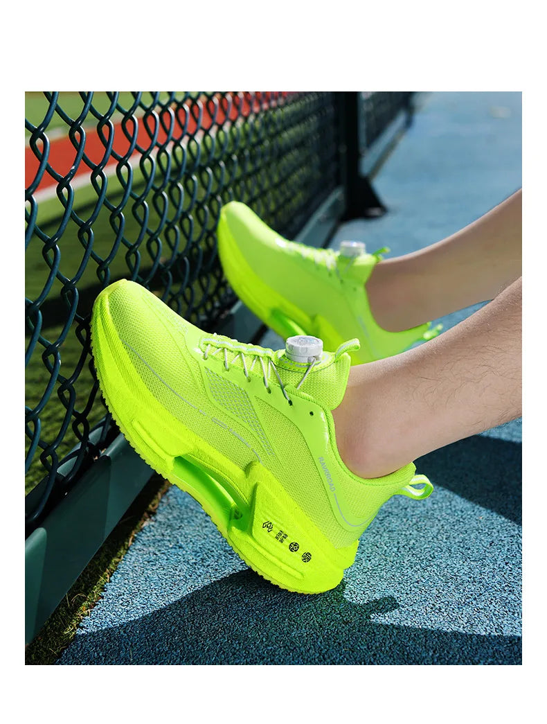 RBB Family Carbon Plate Running Shoes – Boys & Girls High Bounce TPU Popcorn Sneakers with Rotating Button Technology