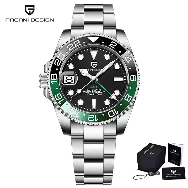RBB DESIGN V3 Men's GMT Automatic Watch – 40MM Luxury Sapphire Mechanical Stainless Steel Waterproof Timepiece