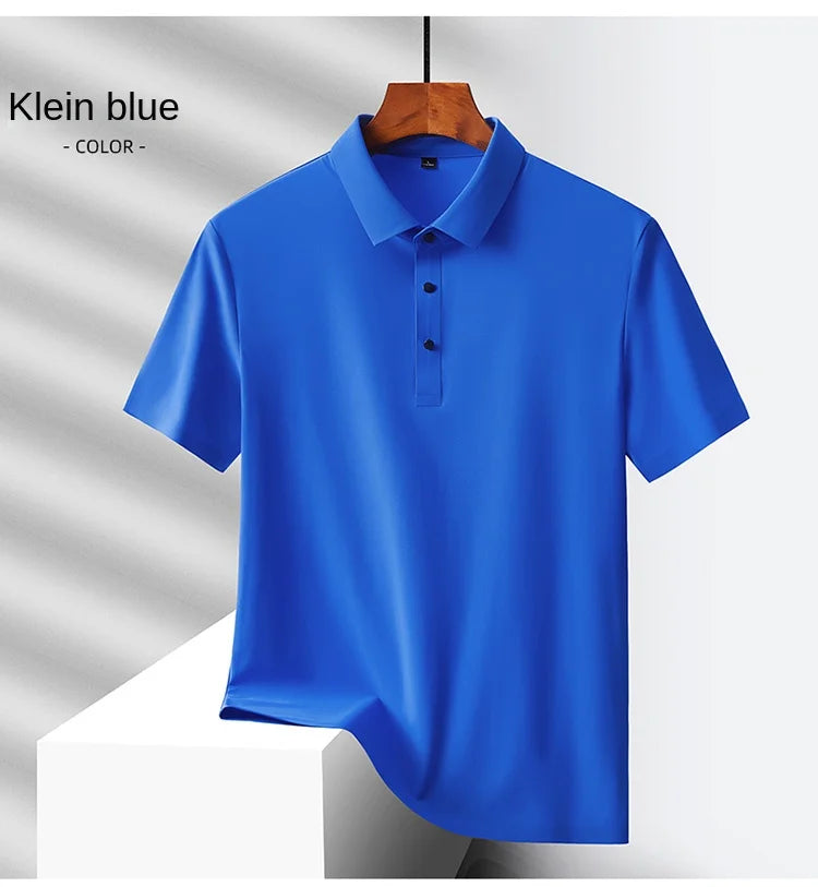 Men's Summer Quick-Dry Ice Silk Short Sleeve T-Shirt — Lightweight Nylon Fabric, Middle-Aged Casual Dad Tee