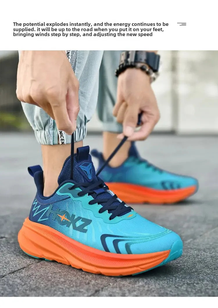 Men’s Breathable Mesh Running Shoes with Thick Soft Sole – High-Quality Outdoor Sports Sneakers