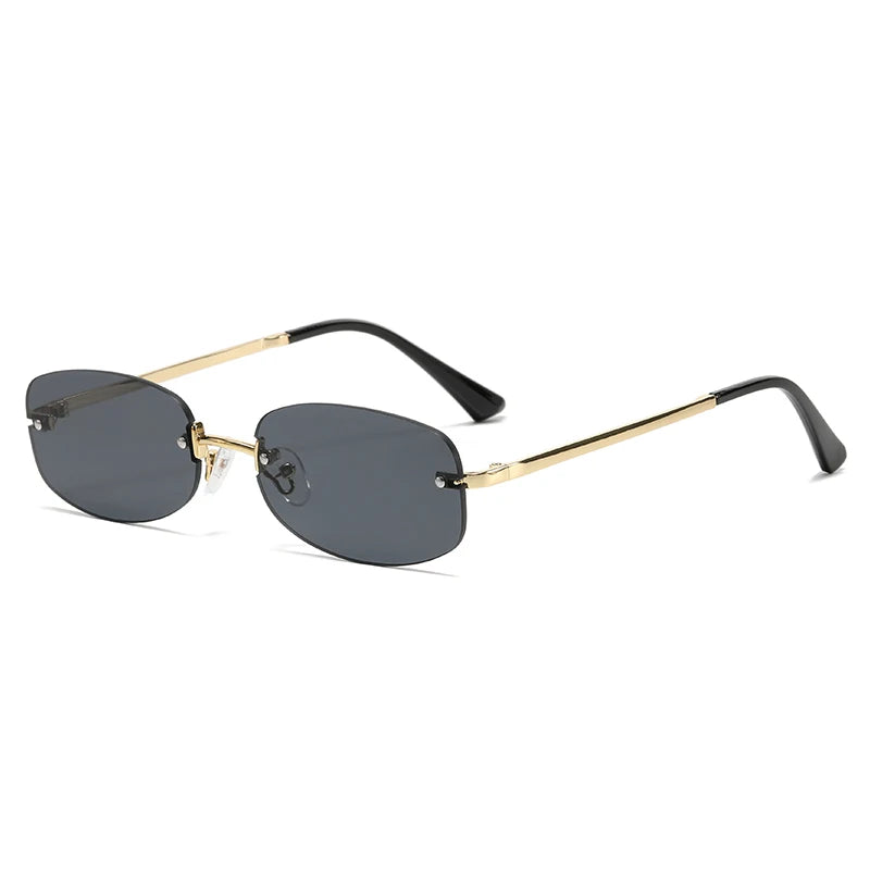 RBB Frameless Elliptical Sunglasses – Retro Metal Street Style | Women’s INS Fashion Shades
