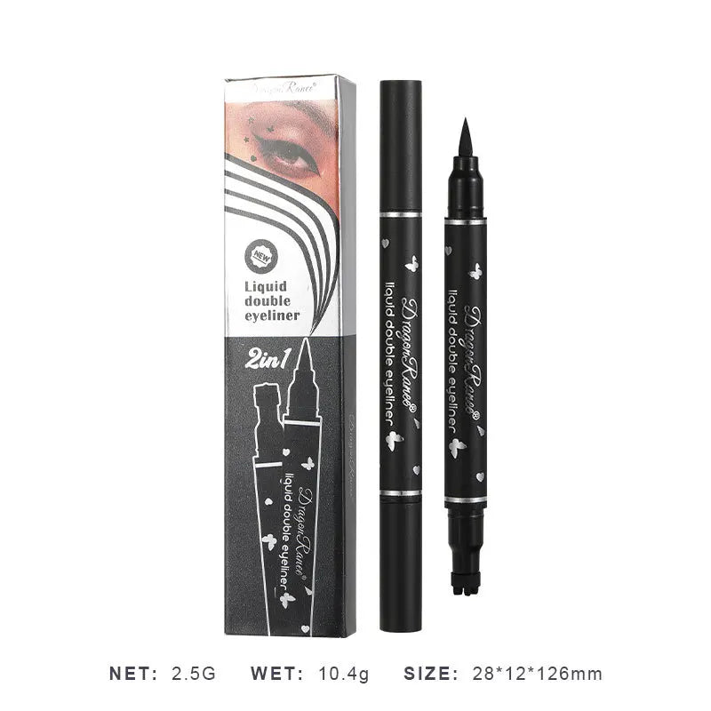 Double-Head Star Seal Eyeliner – Waterproof, Non-Smudge, Embellished Plum Eye Tail for Beginners
