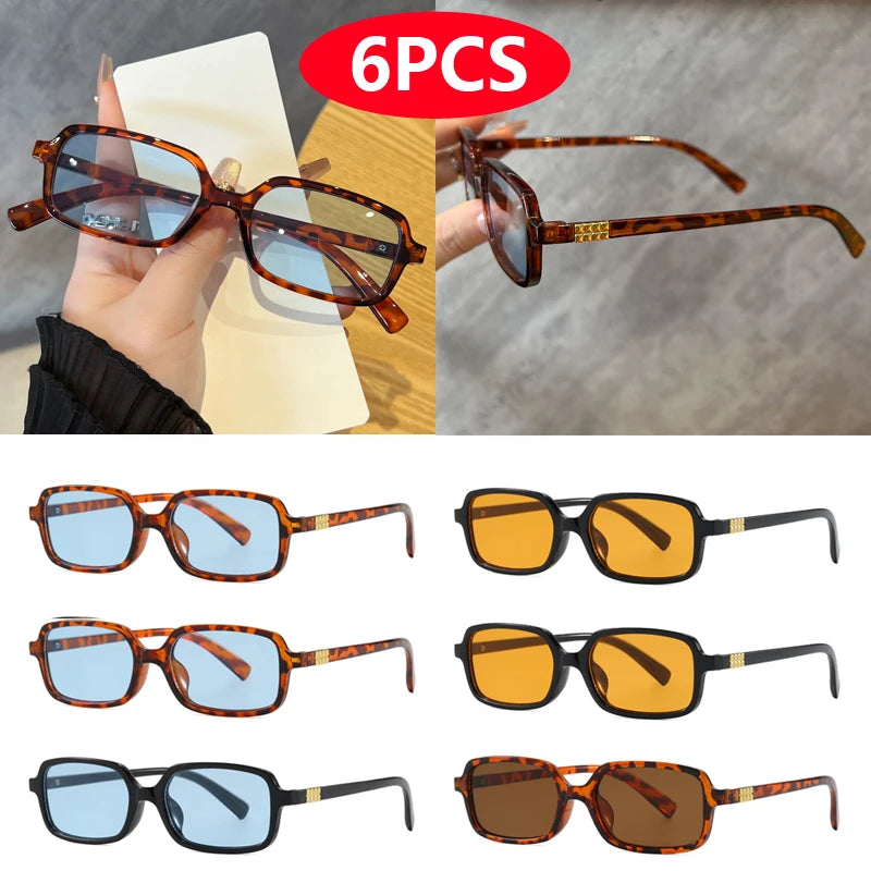 RBB Small Square Sunglasses Set (4pcs/6pcs) – Minimalist Retro UV400 Eyewear for Women & Men