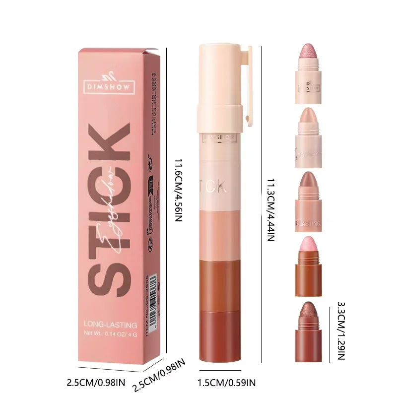 5-Color Matte & Pearlescent Eyeshadow Stick – Waterproof, Anti-Smudging & Portable