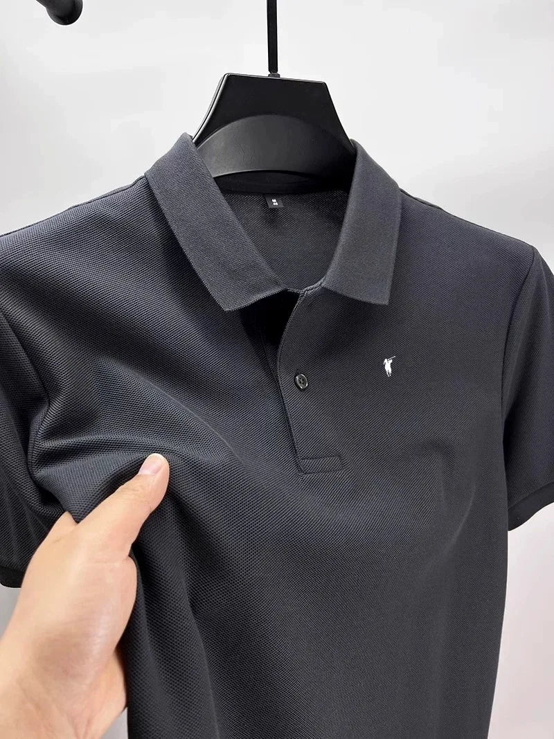 RBB 2025 Men’s Luxury Polo Shirt – Exquisite Horse Print, Short Sleeve, High-End Designer Summer Menswear