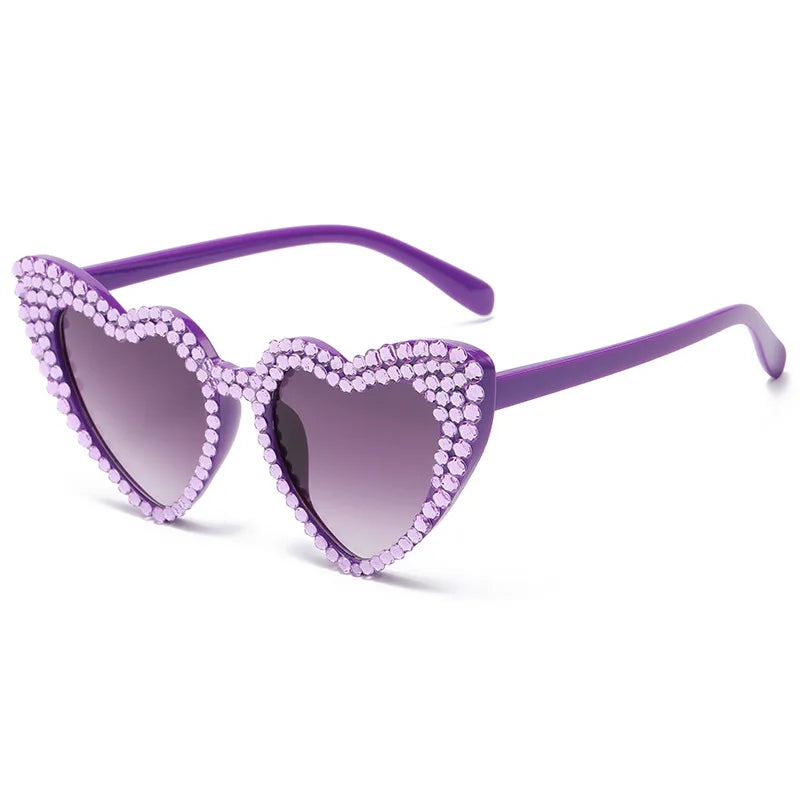 RBB Luxury Diamond Frame Heart Shape Sunglasses – Large UV400 Protection for Women