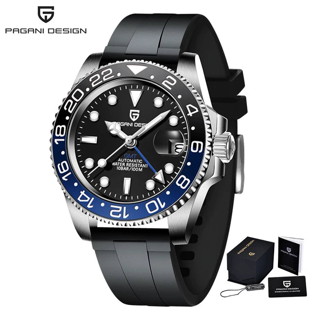 RBB DESIGN V3 Men's GMT Automatic Watch – 40MM Luxury Sapphire Mechanical Stainless Steel Waterproof Timepiece