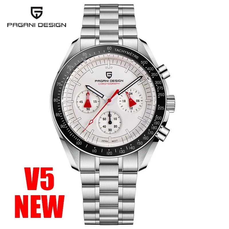 RBB 2025 DESIGN V5 Moon Men's Luxury Quartz Chronograph Watch – Waterproof Sport Stainless Steel Timepiece