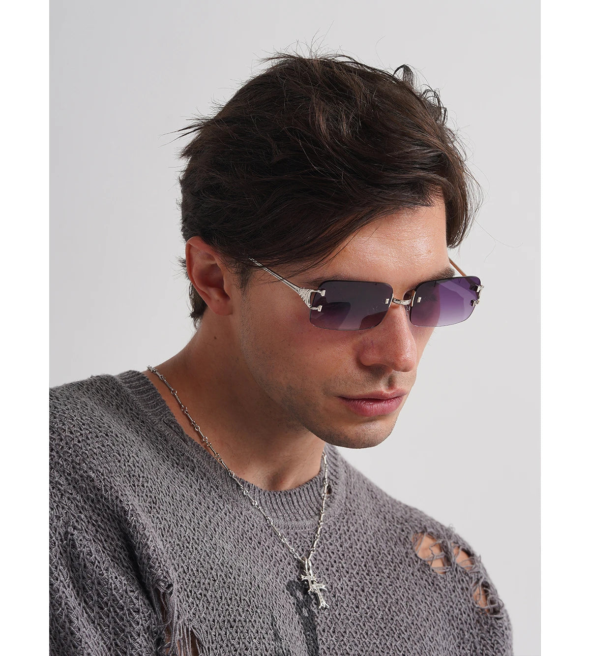 RBB 2025 Rimless Square UV400 Sunglasses – Unisex Designer Outdoor Metal Frame Shades