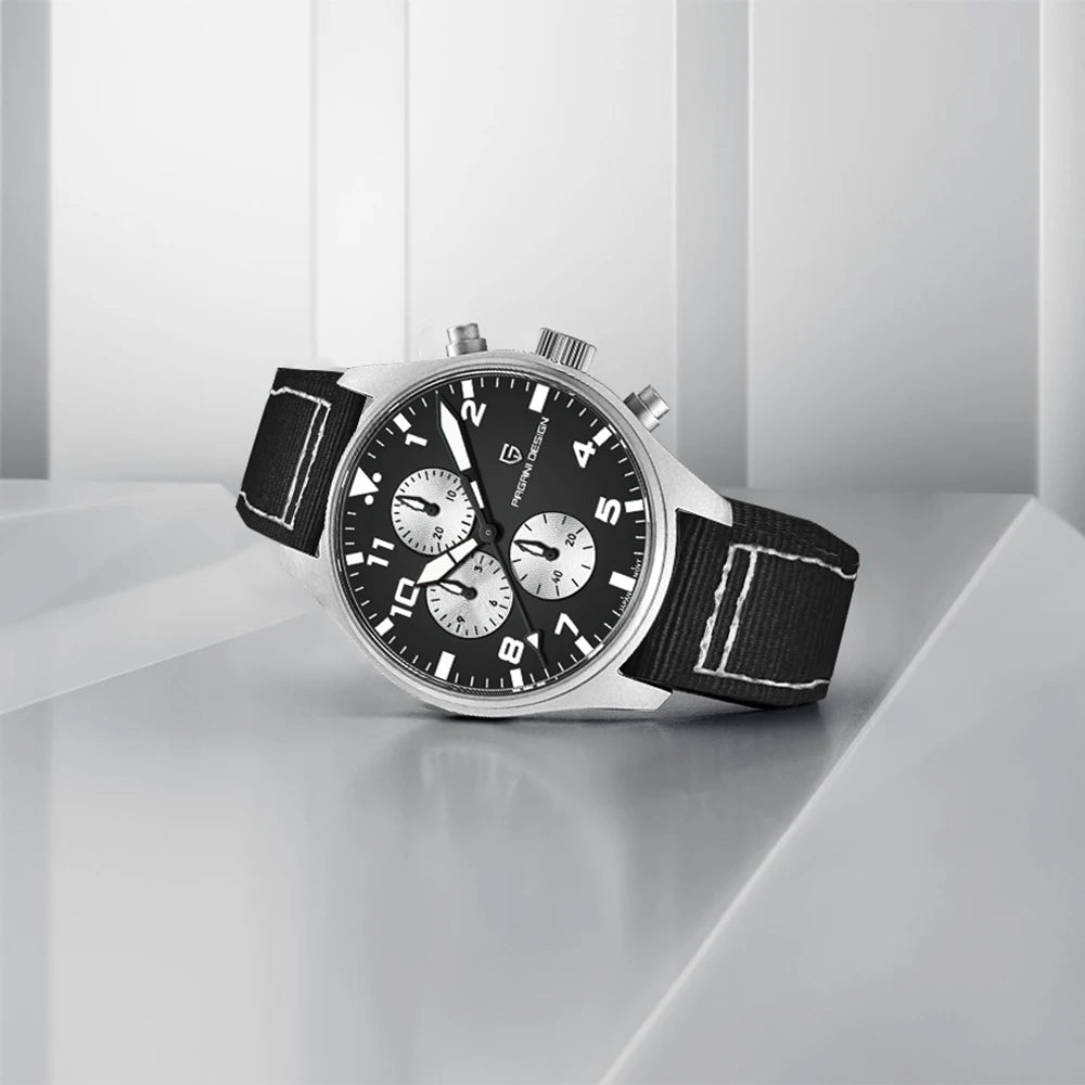 RBB Pilot Chronograph Men’s Quartz Watch – 100M Waterproof, Sapphire Glass, Stainless Steel Luxury Timepiece