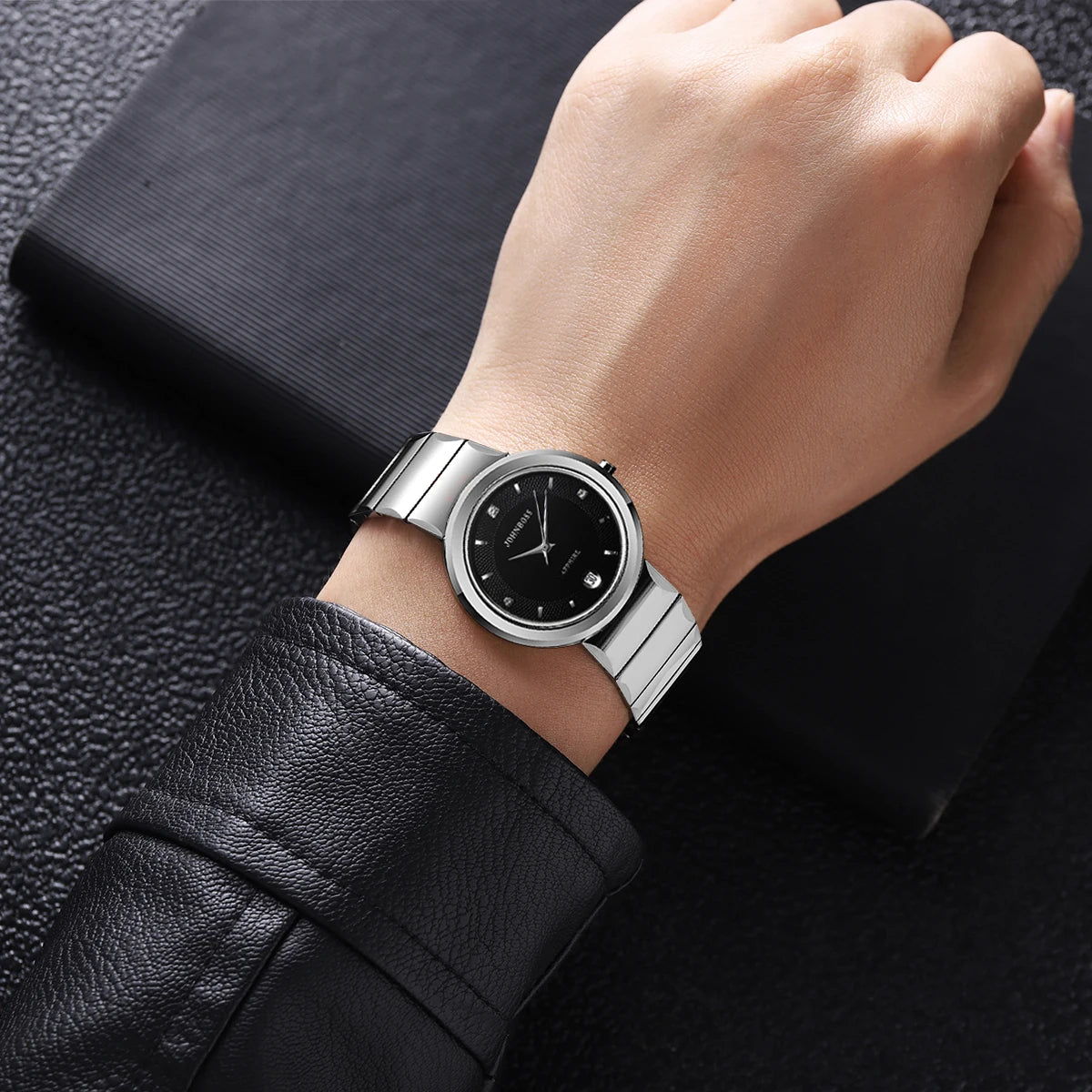 RBB Men's Round Tungsten Steel Watch – Swiss Quartz Movement, Sapphire Glass, Date Function, Waterproof