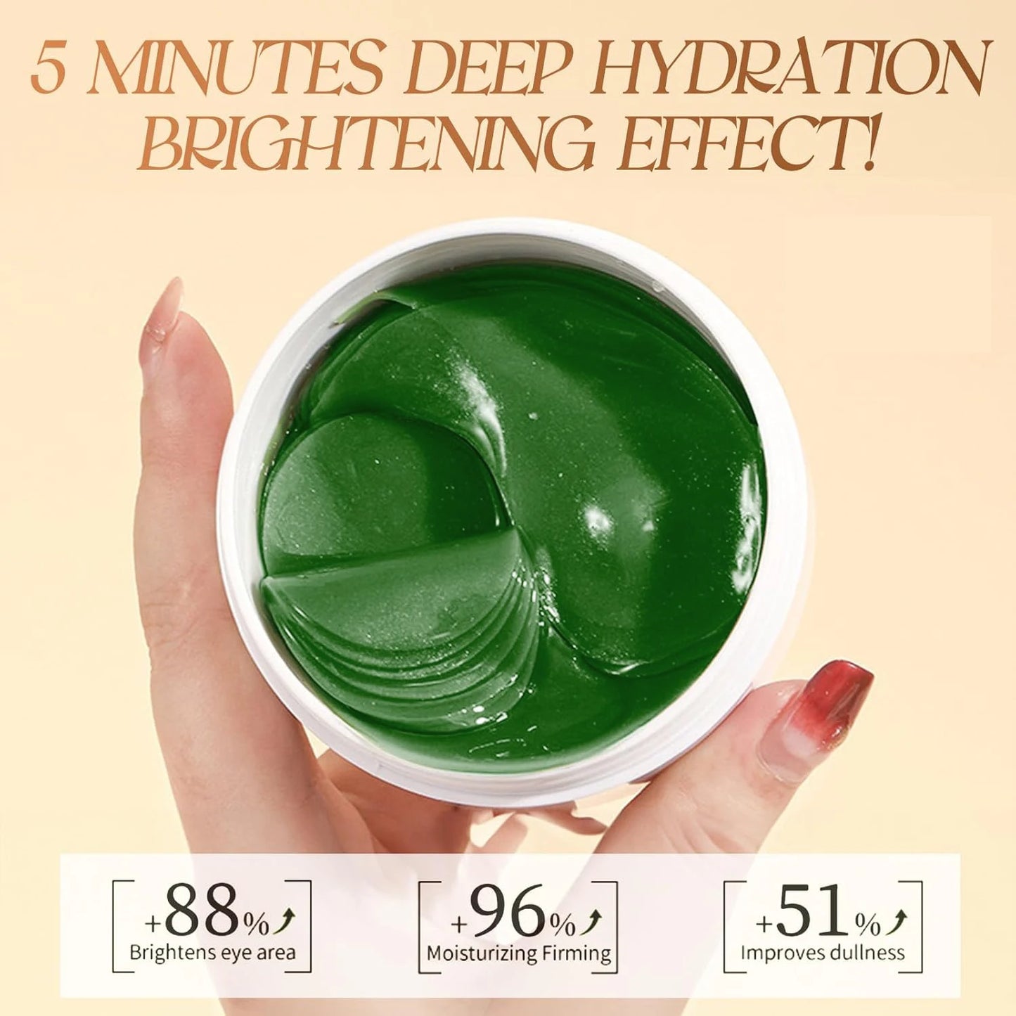 60pcs Seaweed Hyaluronic Acid Eye Masks – Dark Circle Removal & Collagen Eye Patches