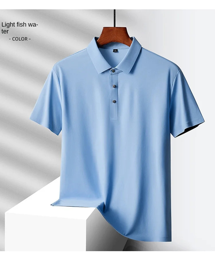 Men's Summer Quick-Dry Ice Silk Short Sleeve T-Shirt — Lightweight Nylon Fabric, Middle-Aged Casual Dad Tee