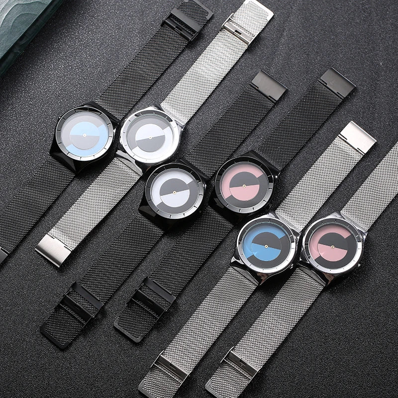 RBB Minimalist Unisex Quartz Watch – Conceptual Dial & Simple Design for Men & Women