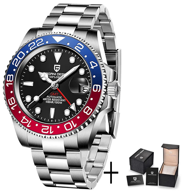 RBB DESIGN V3 Men's GMT Automatic Watch – 40MM Luxury Sapphire Mechanical Stainless Steel Waterproof Timepiece