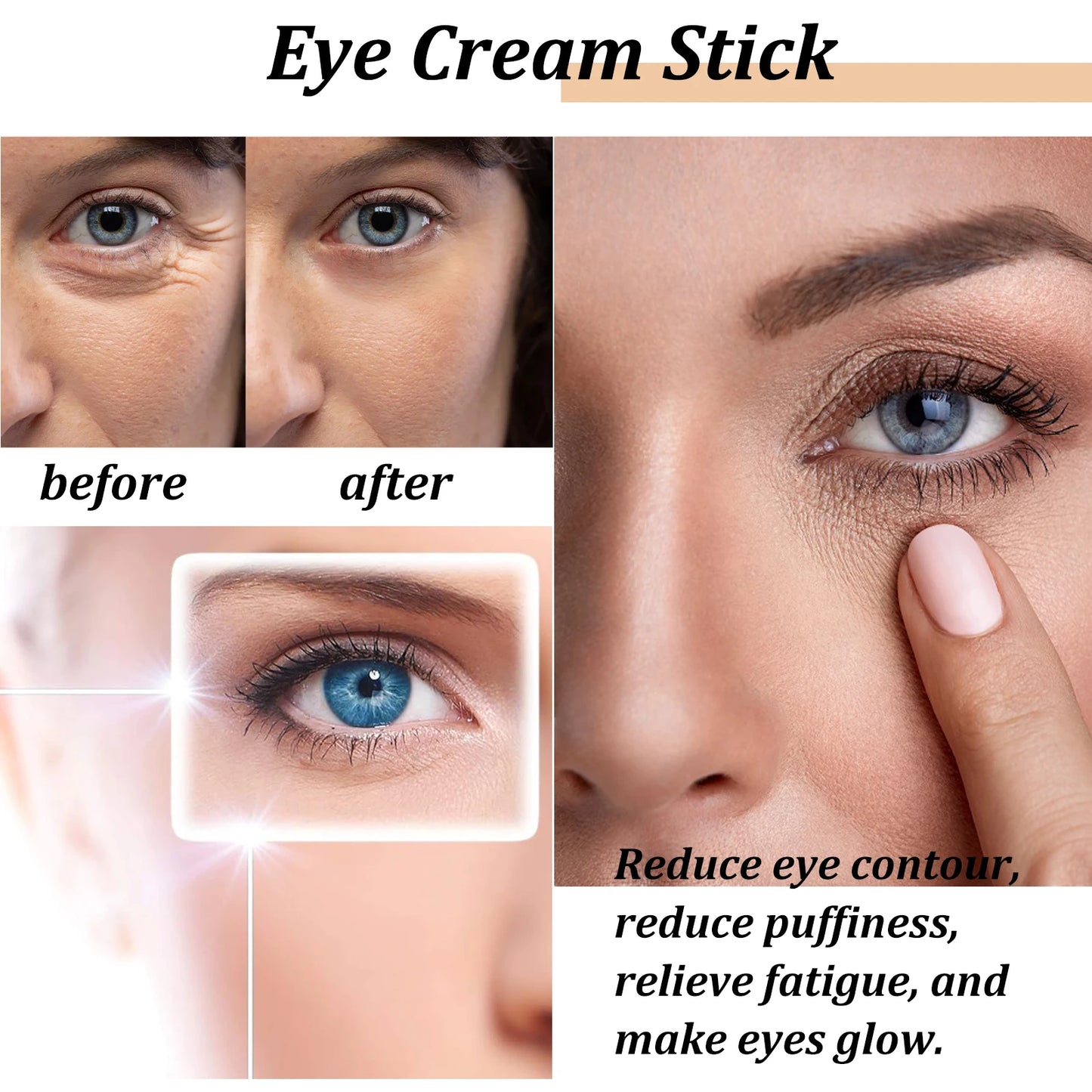 Snail Collagen Eye Cream Stick – Fade Fine Lines, Dark Circles & Puffiness, Firming & Moisturizing