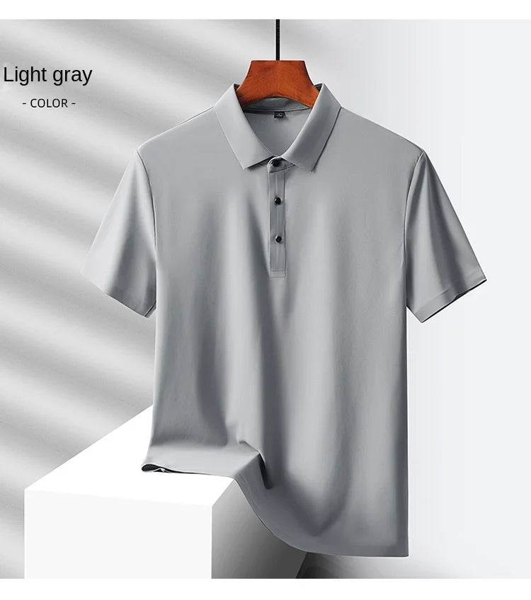 Men's Summer Quick-Dry Ice Silk Short Sleeve T-Shirt — Lightweight Nylon Fabric, Middle-Aged Casual Dad Tee