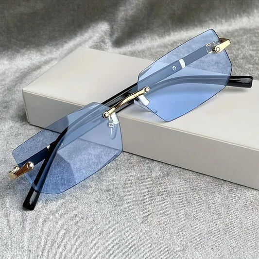 RBB Y2K Inspired Rimless Fashion Sunglasses – Unisex Decorative Eyewear for Streetwear, Parties & Holidays