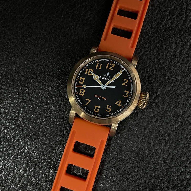 RBB 40mm Men's Bronze Pilot Quartz Wristwatch – 20ATM Waterproof, Luminous, Sapphire