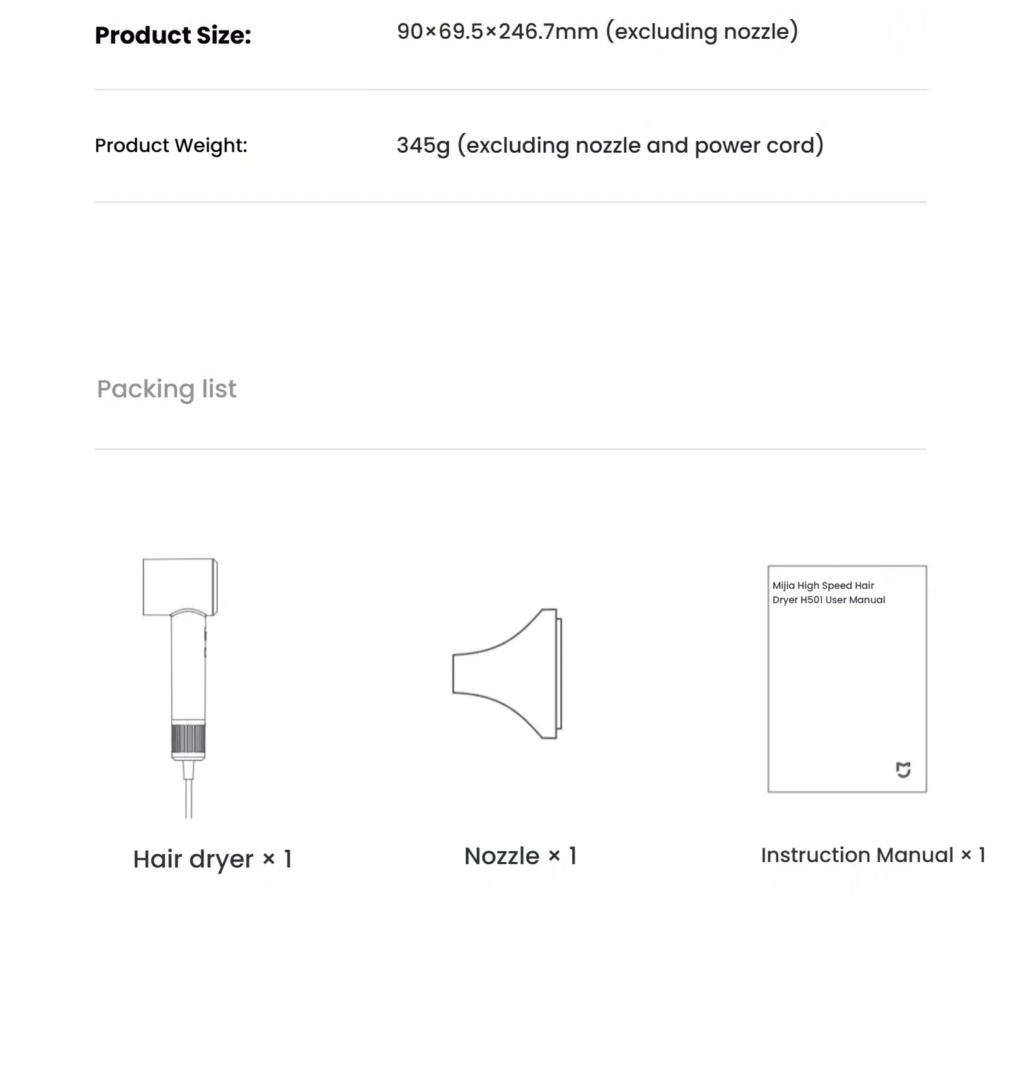 H501 High-Speed Ionic Hair Dryer – 110,000 RPM, EU Plug (220V)