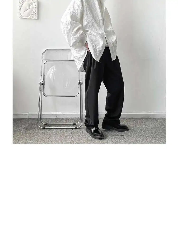 RBB Women's Crumpled Jacquard Shirt – Loose Fit Batwing Sleeve Casual Top