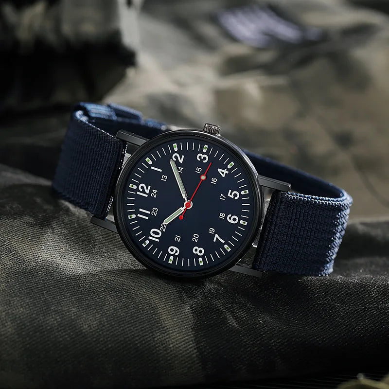 RBB Military Men’s Watch – Luminous, Shock Resistant Sports Quartz Wristwatch with Canvas Strap