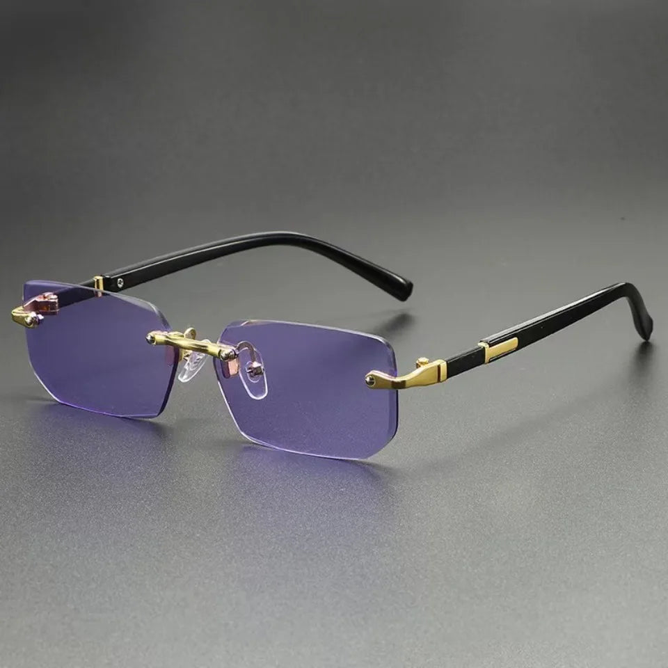 RBB Rimless Rectangle Sunglasses – Fashionable Small Square Shades for Women & Men