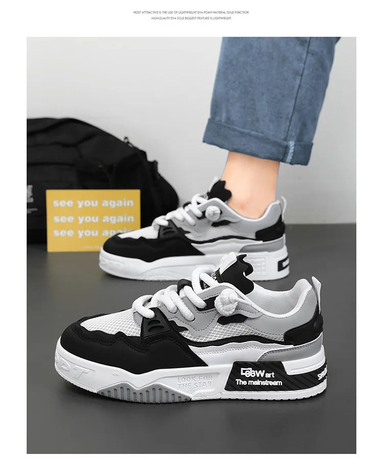 2025 Men’s Large-Size All-Season Soft Sole White Sneakers – Versatile Fashion Sports Shoes