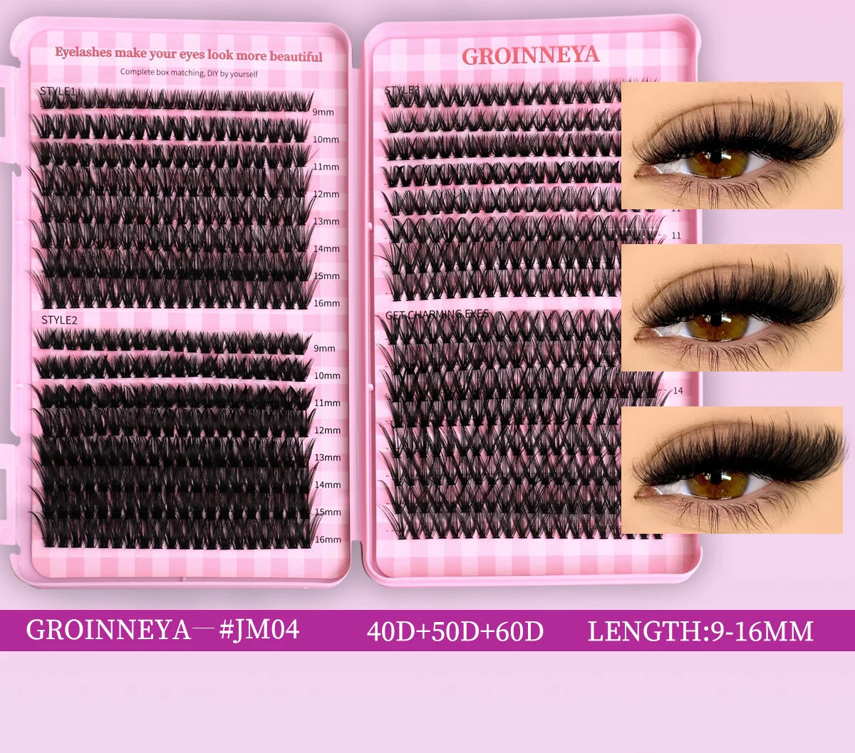 DIY Lash Clusters Set – Mixed Fluffy Individual Extensions with Lash Bond & Seal Kit