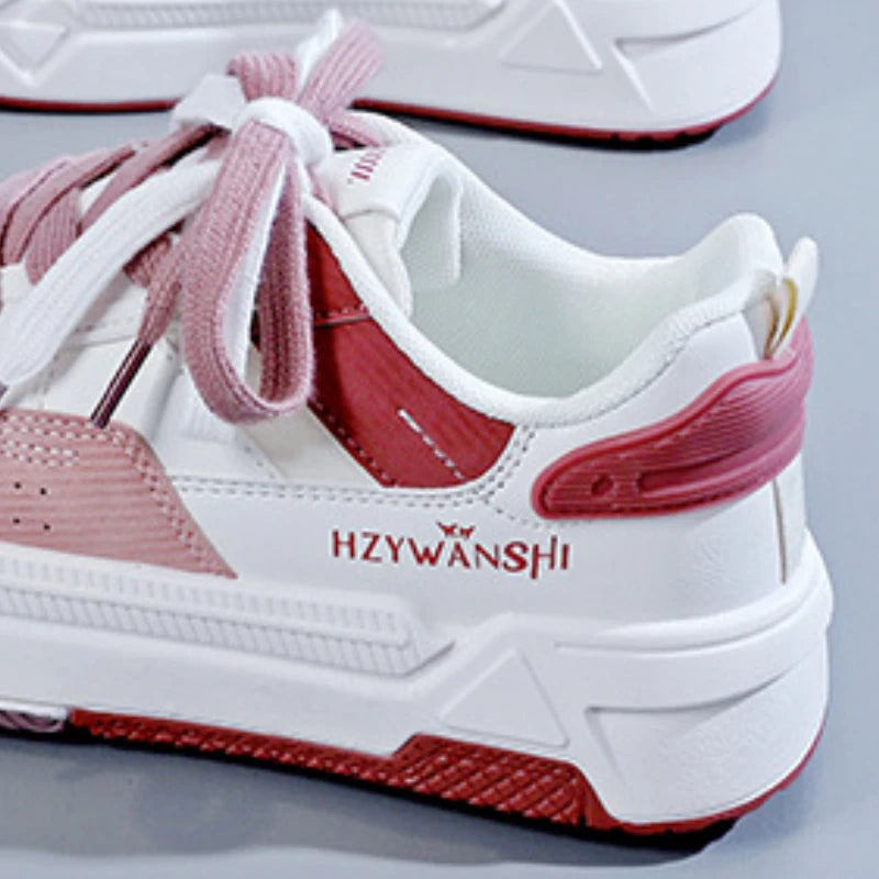 Women’s Platform Sneakers – Autumn 2025, White Breathable Non-Slip Lace-Up Casual Shoes