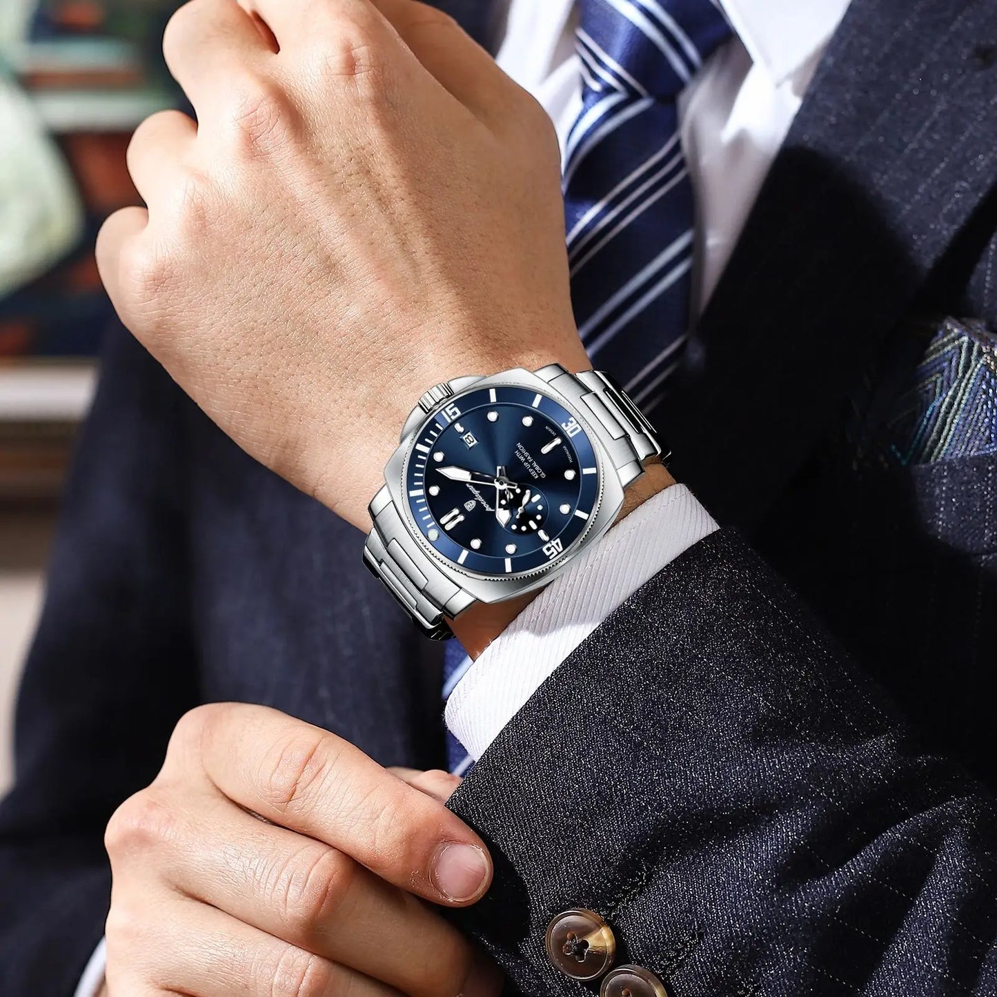 RBB Luxury Men's Quartz Watch – Stainless Steel, Waterproof, Luminous, Date Display, Business Style