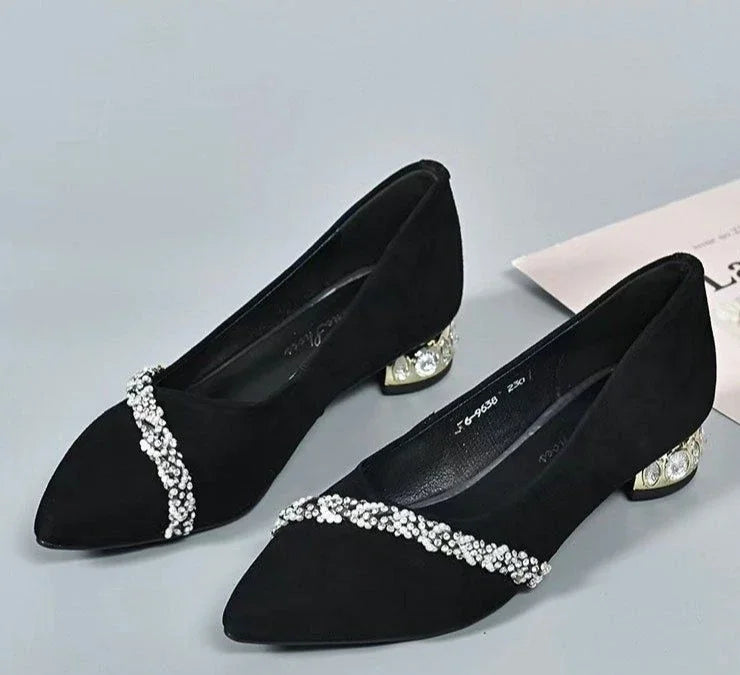 RBB Luxe Block Heels – Elegant Pointed Toe Chunky Pumps for Office & Everyday Chic