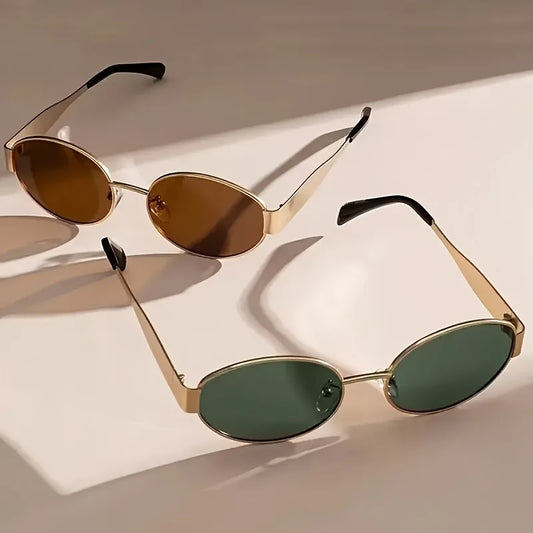 RBB 2-Pack Unisex Y2K Oval Frame Glasses – Retro Fashion Eyewear