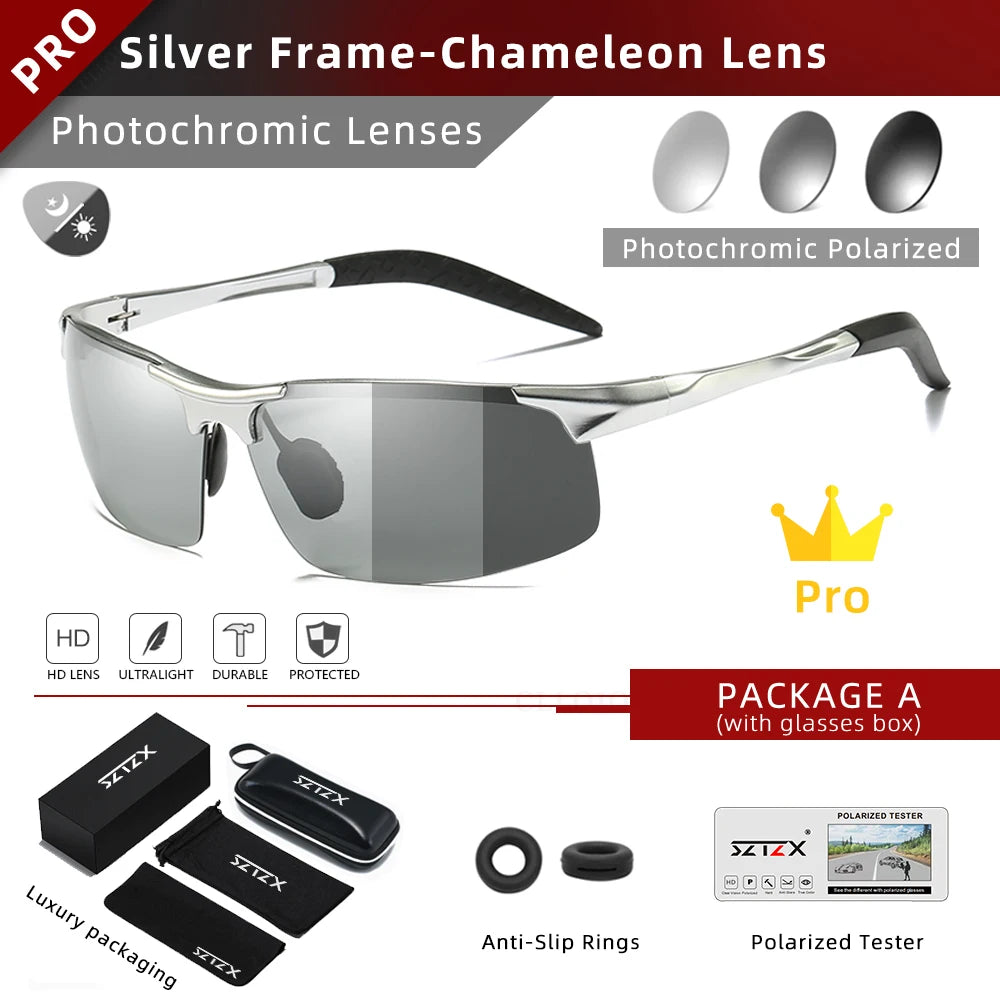 RBB Rimless Aluminium Outdoor Sport Sunglasses – Photochromic Polarized UV Protection for Men