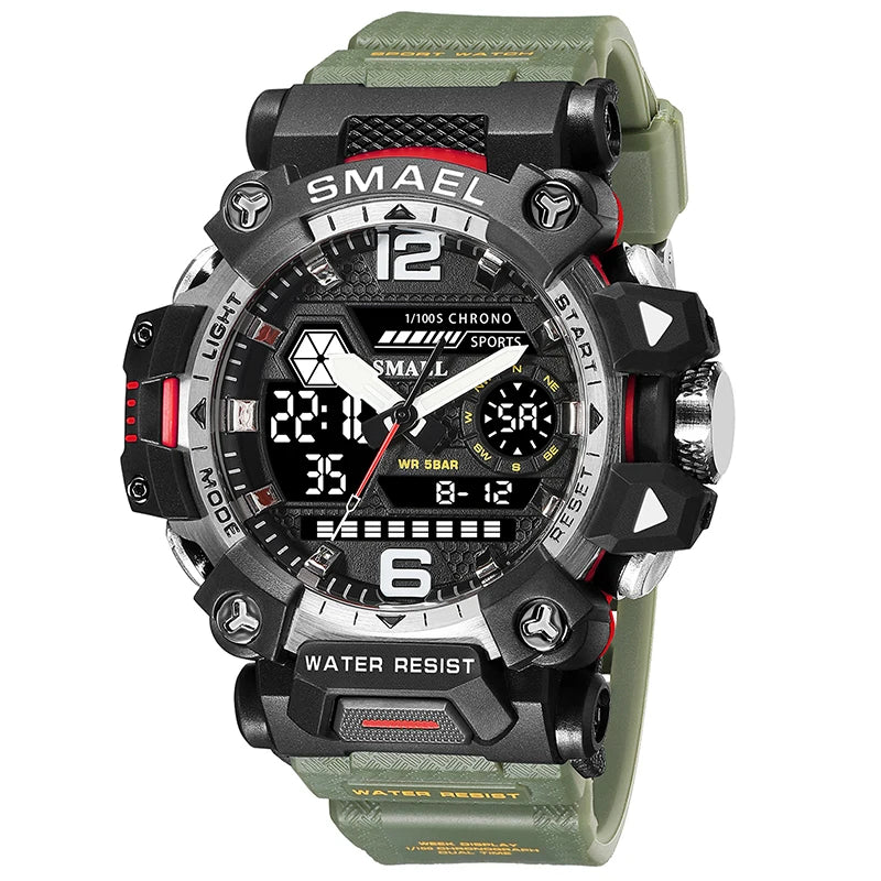 RBB Men’s Digital Sports Watch – 50M Waterproof, Dual Display, LED Quartz