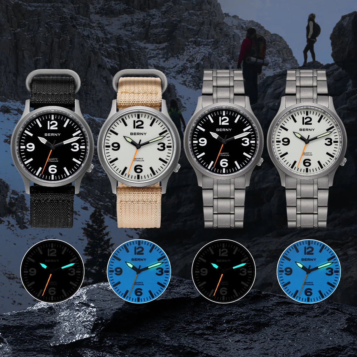 RBB Titanium Men’s Outdoor Sports Quartz Watch – Super Luminous Dial, Sapphire Crystal, Lightweight, 5ATM Waterproof