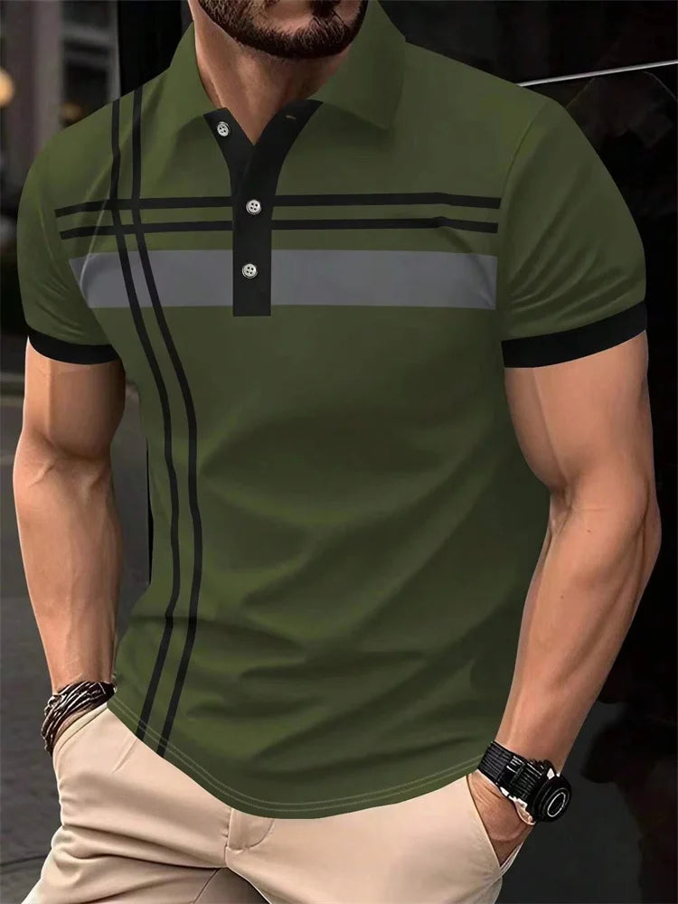 RBB 2025 Men’s Classic Short Sleeve Polo Shirt – Summer Casual Button Lapel Tee, Super Large S-3XL